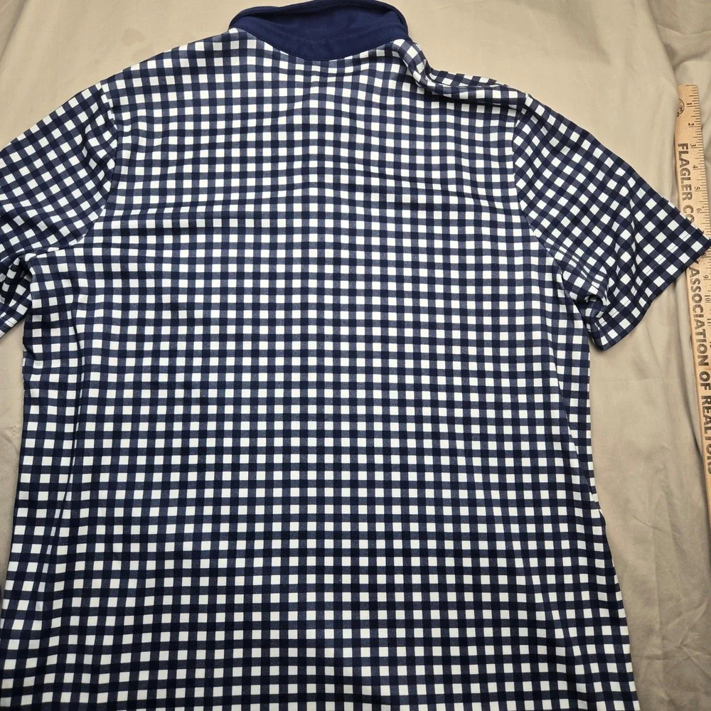 Draper James x Lands End Mens Gingham Polo and Swim Trunks‎ Set Blue Navy XL